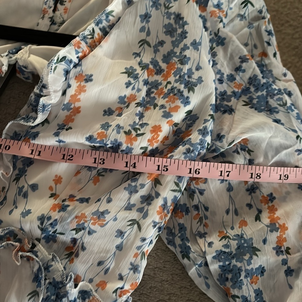Floral Ruffle Dress - Blue and Orange size small - Picture 4 of 8